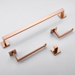 Bath Accessory Set Rose Gold Stainless Steel Beautiful Wall Hook Toilet Paper Holder Towel Bar Bathroom Accessories