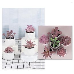 Decorative Flowers 2022 6pcs Artificial Faux Succulent Plants In White Ceramic Pots For Bedroom Bathroom Office Home Decor Window Ornaments