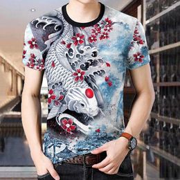 Men's T Shirts Ice Silk Men's Short-sleeved T-shirt Korean 3D Printed Bottoming Shirt Youth Summer Clothing Round Neck Men T-Shirts