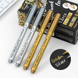 Gold Silver Painting Pen Signature Paintings Pen Tire Tread Graffiti Waterproof Non Fading Marker Pens Student Writing Supplies BH7796 TYJ