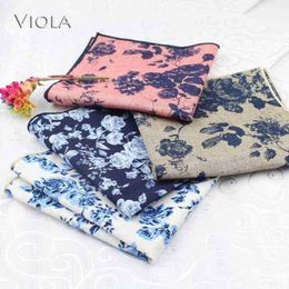 27 Cm Big Size Floral Printed Handkerchief Thick Cotton Women For Men Wedding Pocket Square Adult Dress Smoking Hankie Accessory gift J220816