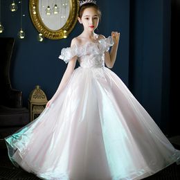 Arabic Flower Girl Ball Gowns Child Pageant Dresses Long Sequined Beautiful Little Kids Flowergirl Birthday Dress Formal 403