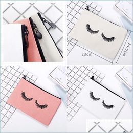 Storage Bags Lovely Pouchs Cosmetic Bags Supplies Funny Documents Mti Canvas Eye Lashes New Woman Man Pocket Home Function 3 8Zx K2 D Dhchr