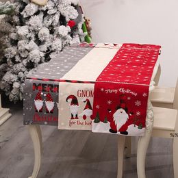 Kitchen Tablerunner Dining Livingroom Tablecover Merry Christmas Tablecloth Flags Elk Printed Linen Party Decoration by Sea JNC32