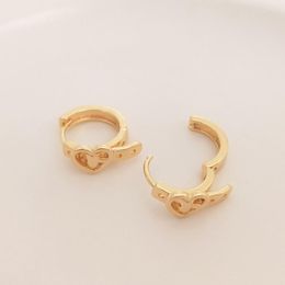 Hoop Earrings Strengthen Color Retention 14K True Gold Filled Manual Heart Copper Earring Rings DIY Jewelry