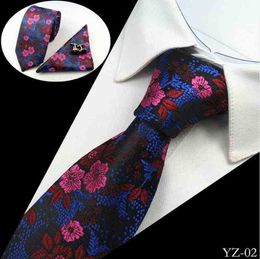 Fashion 7Cm Silk Tie Set Pocket Square Cufflinks And Neck For Men Tie Handkerchief 3Ps Business Wedding Dress Gifts J220816