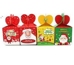 Christmas Gift Wrap Packing Box Santa Claus Cartoon Pattern Pack Case Apple Candy Storage Package Boxes Xmas Party Decorative Ornament BBB16