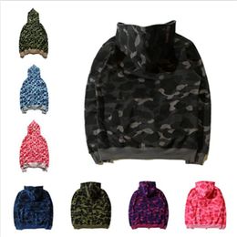 comfortable Hoodies Men Camo Shark Print Cotton Sweater Hoodie Men's Casual Purple Red Cardigan Hooded Jacket Plus Sizes S-3XL Polo Hoody jumper casual
