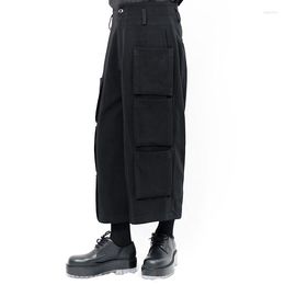 Men's Pants 2022 Men Clothing Hair Stylist Fashion Wide Leg And Skirt With Multiple Pockets Plus Size Costumes 27-46