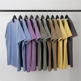Мужские футболки для летней унисекс-футболка хлопчатобумажную ретро-ретро-песок плюс размер Основные Топы высококачественные футболки Solid S-6xl AE477