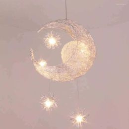 Pendant Lamps Modern Lights Aluminum Wire Star Moon For Kids Room Rorestaurant Bedroom Children's Lighting G4 220V 5W