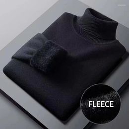 Men's Sweaters Men's Turtleneck Sweater Black Classic Fleece Casual Pullovers Winter Thick Male Base Shirt Turn-down Collar Warm Knit