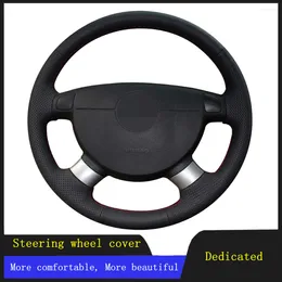 Steering Wheel Covers DIY Car Cover Black Hand-stitched Genuine Leather For Vel Satis 2001-2005 Trafic 2012 Laguna 2001-2007