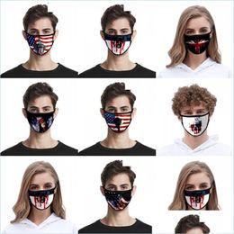 Designer Masks Black Face Masks America Flags Eagle Animals Mask Respirator Man Mascarilla Youth Cloth Fashion Washable Summer 2 2Zj Dhobq