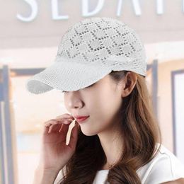 Ball Caps Summer Mesh Knitted Baseball For Women Fashion Hollowed Breathable Outdoor Casual Uv Hat Girl Peaked I4a9