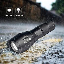 Torches Powerful T6 LED Flashlight Aluminum Alloy Portable Torch USB Rechargeable Outdoor Camping Tactical Flash Light