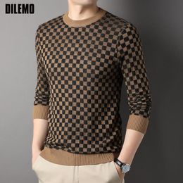 Top Grade New Fashion Brand Knit Luxury Pullover Crew Neck Trendy Mens Designer Jumper Korean Plaid Sweater Casual Men Clothing