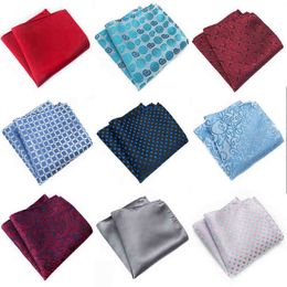 Fashion 25Cm Print Pocket Square For Men Red Black Blue Handkerchief Wedding Party Hanky J220816