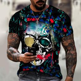 Men's T Shirts Punk Style Summer Round Neck 3d Skull Print T-shirt Oversized Comfortable Fashion Casual Funny Breathable Top