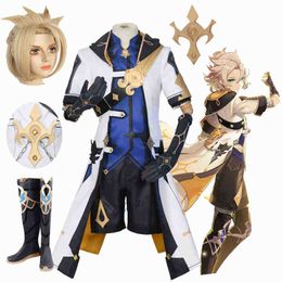 Anime Costumes Game Genshin Impact Cosplay Koum Albedo Project Wigs Boots Outfit Halloween Party J220915