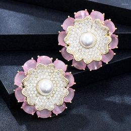 Dangle Earrings Kellybola Gorgeous Luxury Vintage Flower For Women Wedding Party CZ Dubai Bridal Gift Fashion Jewellery