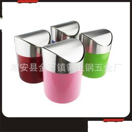 Waste Bins Colorf Waste Bins Stainless Steel Miniature Table Top Trash Creative Portable Drop Delivery 2022 Home Garden Housekee Orga Dhwfn