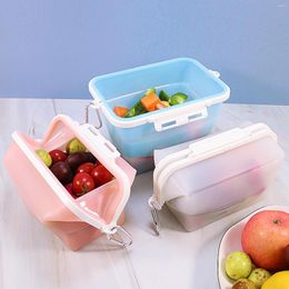 Dinnerware Sets Reusable Silicone Storage Box Fresh-keeping Fruits Vegetable Crisper Foldable Bag Refrigerator Microwave Heating