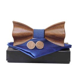 1920 S Mens 3d Ahşap Bowtie Cep Meydanı Kelik Seti Set Kahverengi Siyah Jakar Mendil Bey Bey Takım Düğün Aksesuarları Hediyeler J220816