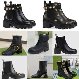 Designer Combat Boots Women Classic Fashion Anti skid Big Sole High Leather Nylon Canvas Fighter Motorcycle Animal Print Metal High Shoes