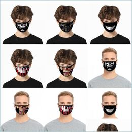 Designer Masks Tooth Skls Dust Face Masks Black Reusable Mascarilla Fashion Anti Smoke Mascherine Washable Cycling Breathing Adts Chi Dhctr