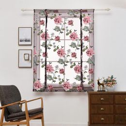 Curtain Kitchen Short Curtains Sheer Roman Blinds Door Modern Tulle Fabrics Valance Floral Design