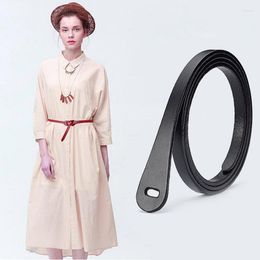 Belts Fashion Women Knotted Thin Belt Vintage Genuine Leather For Dress Strap Female Luxury Wild No Buckle Decorative Girdle Red