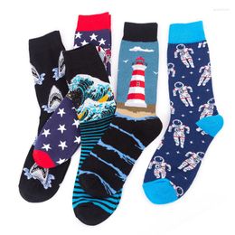 Men's Socks 2022 High Quality Combed Cotton Personalized Print Funny Happy Men Novelty Skateboard Crew Casual Crazy