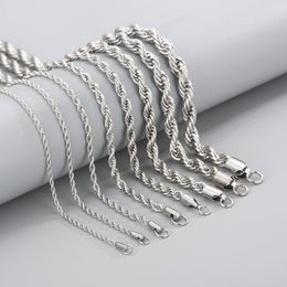 5pcs lot 2-8mm Silver Singapore Twist Rope Chain Necklace Stainless Steel Fashion Chains for Women Mens Choose Lenght