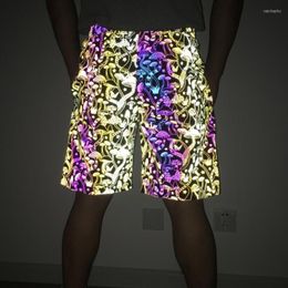 Men's Shorts Est Multicolor Reflective Men Summer Night Shiny Biker Women Short Pants Couple Hip Hop Sexy Ladies