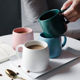 Mugs Ceramic Coffee Mug Office With Spoon Large Capacity Tea Water Cup Pure Colour Tumbler Cups Home Milk Drinkware