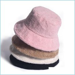 Stingy Brim Hats Winter Outdoor Warm Bucket Hat Women Pure Colour Basin Hats Lady Versatile Sunshade Caps Fashion Accessories 11 5Yca Dhi2E