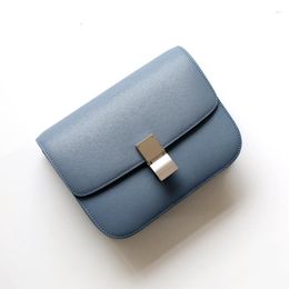 Evening Bags Factory Genuine Leather Ladies Tofu Bag Luxury Design Handbag Purse Small Shoulder Brand Blue Crossbody For Women