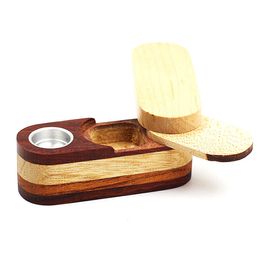 Folding Household Sundries Home Smoking Wooden Pipe Metal obacco Cigarette Spoon Pipes With Storage Space Bowl Tools pipes
