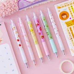 4pc/pack Cute Gel Pen Fruit Kawaii Stationery School Supplies Writing Manual Promotion For Kids Student Gift Black Ink 0.5mm