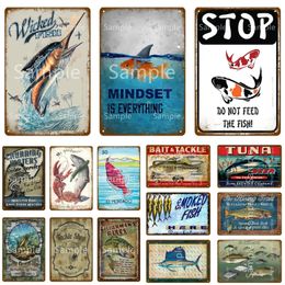 Smoked Fish Vintage Metal Painting Fishman's Rules Retro Plaque Wall Home Decor Tackle Shop Restaurant Decoration Woo