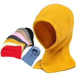 Beanie/Skull Caps 2022 Women Winter Knitted Cap Pullover Lady Balaclava Hat Warm Ring Scarf Woolen Yarn Beanie Outdoor Snood Collar Muffler New T221020