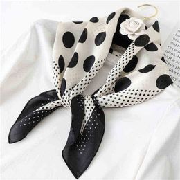 Dot Print Handkerchief Hijab Scarf For Ladies Small Shawls and Wraps Hair Scarves 7070CM Square Hairband Neck Scarfs For Women J220816