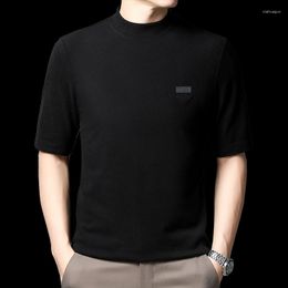 Men's T Shirts Autumn & Winter Half Sleeve Velvet Turtleneck Bottom Tees Male Slim Warm Short Tops