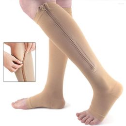 Sports Socks Compression Stockings Pressure Long Cycling Zipper Professional Leg Support Thick Women