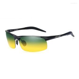Gafas de sol Día Noche Dos usos Polarizado para hombres Visión UV400 Viajes de conducción Spectacles Oculos Masculino Square Eyeglass H5