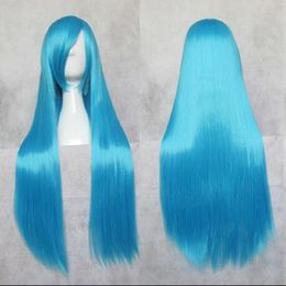 Fashion new Anime cosplay Dark Blue 80cm straight Long hair wig