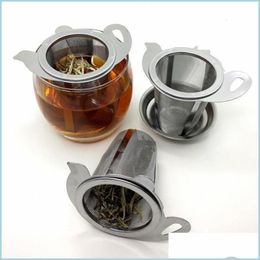 Coffee Tea Tools Tea Mesh Metal Infuser Stainless Steel Cup Strainer Leaf Filter With Er New Kitchen Accessories Infusers 417 N2 Dro Dh8Ie