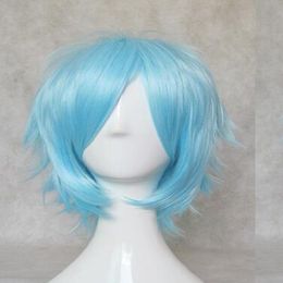 2022 Fashion new Anime cosplay Short Light Blue 35cm/18inch wig