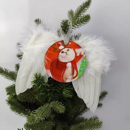 Sublimation Christmas Feather Pendant White Blank MDF Heat Transfer Christmas Decorations 2.8inch Round Heart Double Side For Sublimating By Air A12